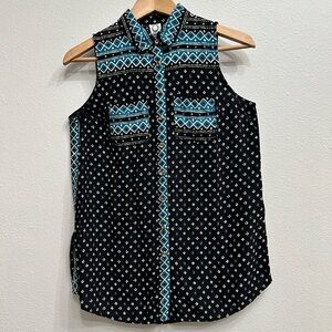 Anthropologie Akemi + Kin Ira Sleeveless Collared Button Down Blouse Size XS